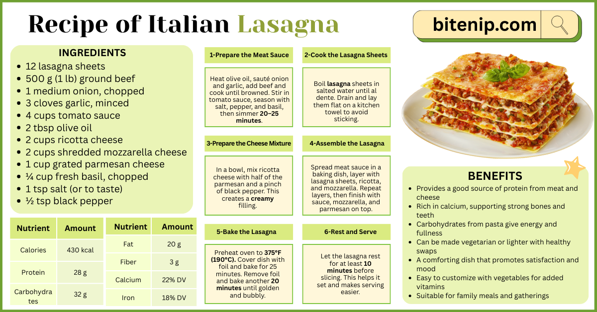 Classic Italian Lasagna Recipe Made In 6 Steps