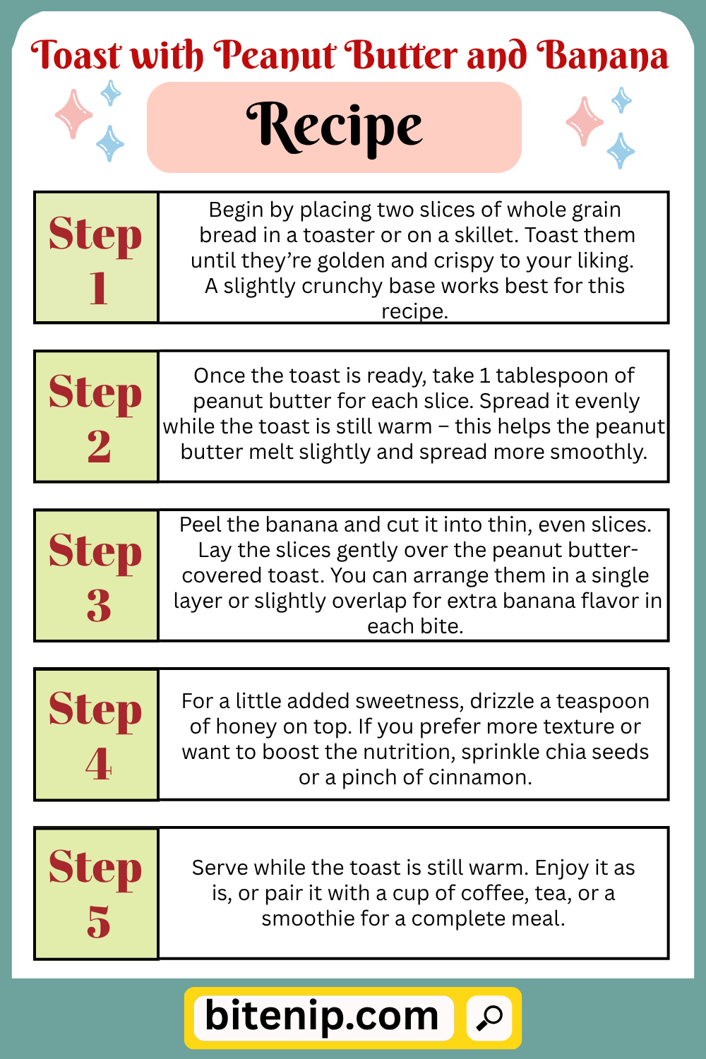 Step by Step Cooking Instructions for Toast with Peanut Butter and Banana recipe
