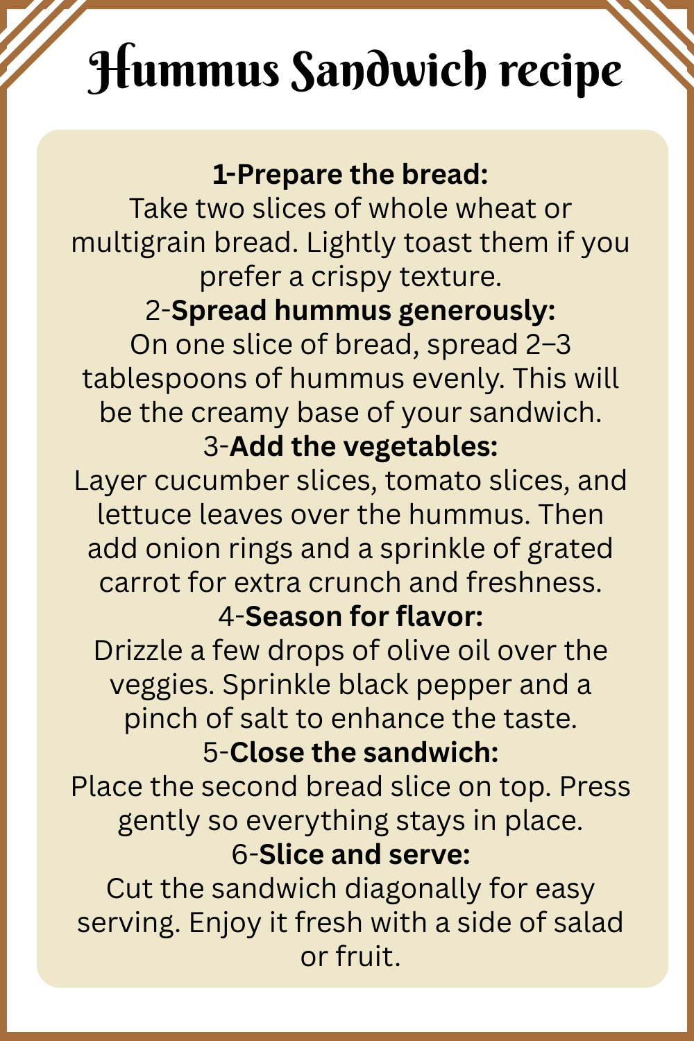 Step by Step Hummus Sandwich recipe