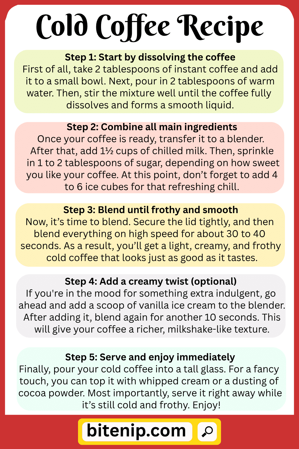 Step-by-Step Making Cold Coffee Instructions