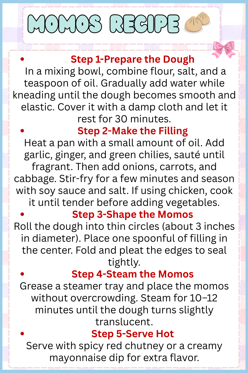 Step by Step Momos recipe