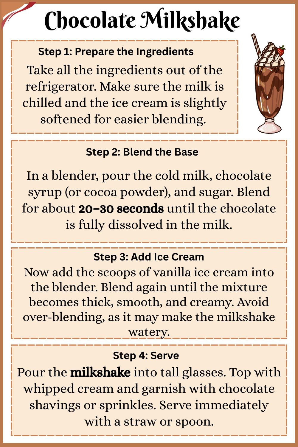 Step by step Chocolate milkshake recipe