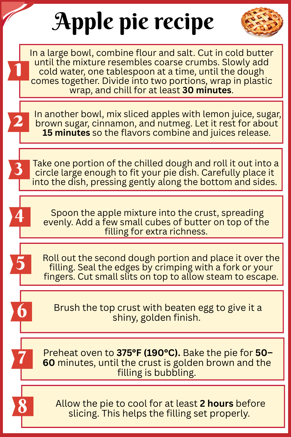 Step by step apple pie recipe