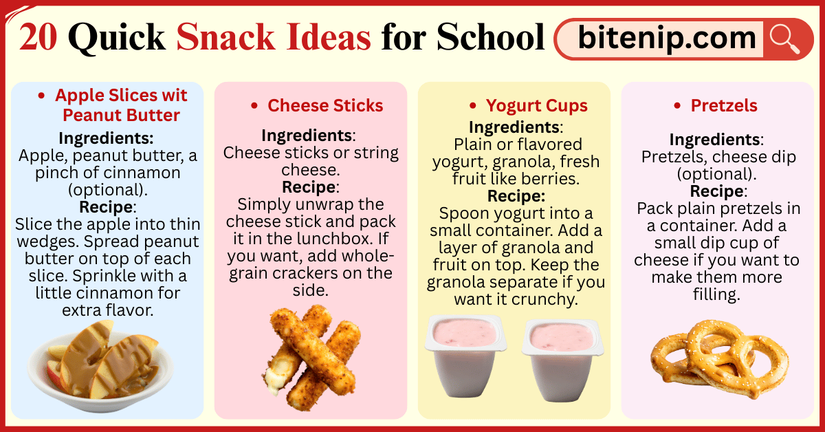 20 Quick Snack Ideas for School with Easy Recipes