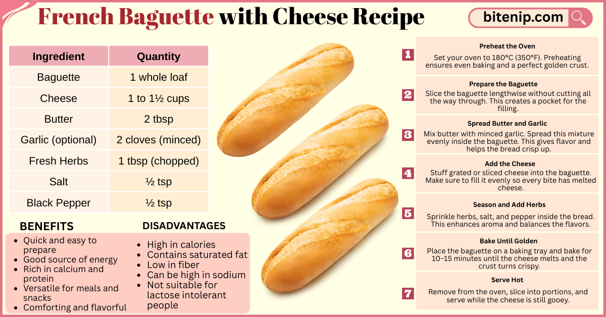 Delicious Homemade French Baguette with Cheese Recipe