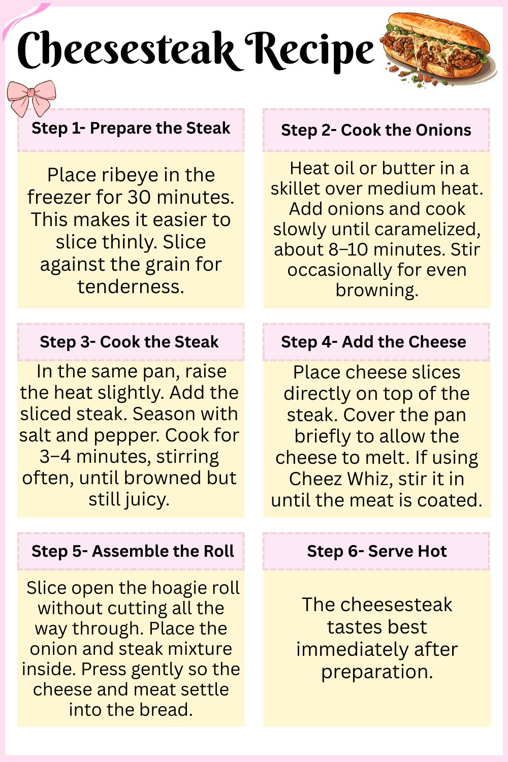 Step by Step Cheesesteak Recipe