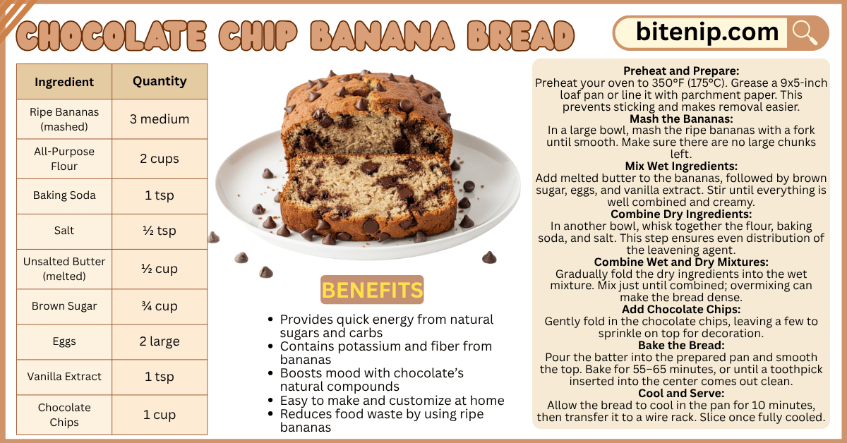 Best Homemade Chocolate Chip Banana Bread Recipe