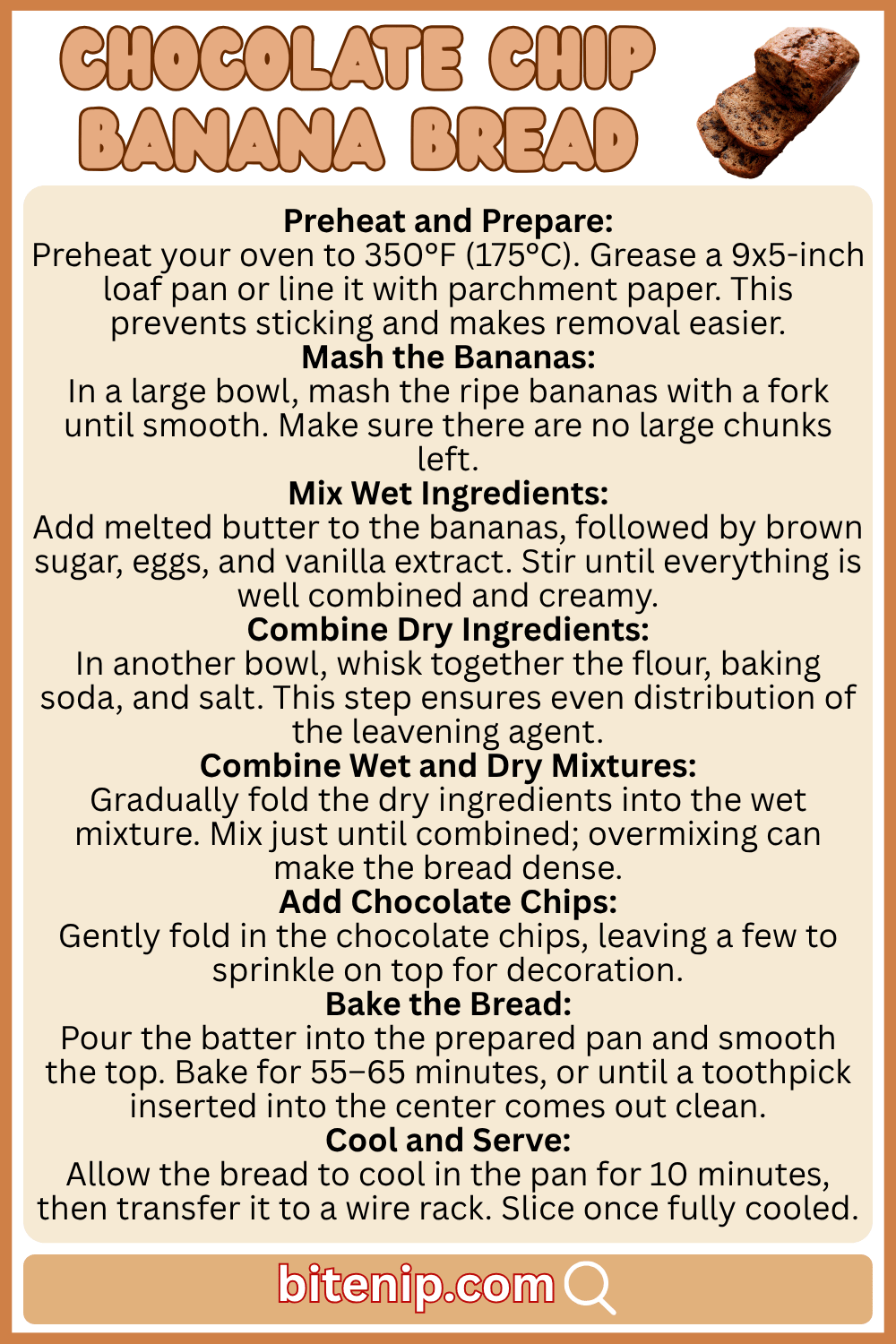 Step by Step Chocolate Chip Banana Bread Recipe