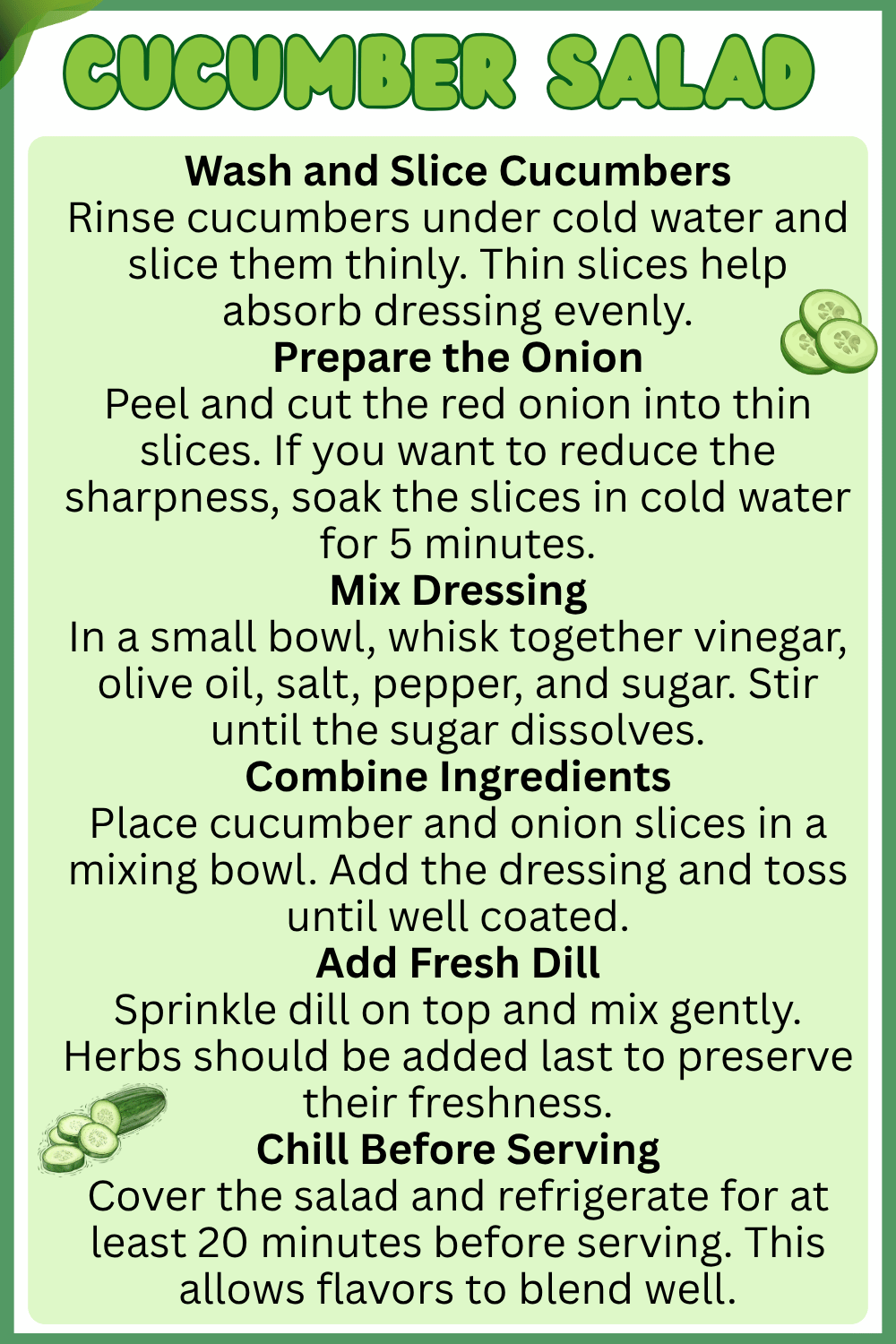 Step by Step Cucumber Salad Recipe