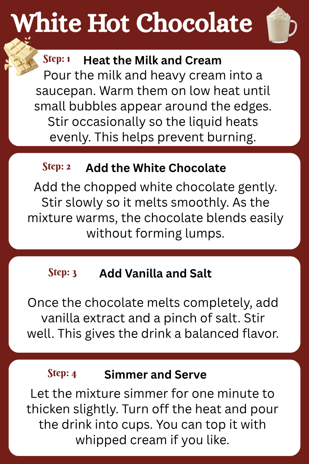 Step by Step White Hot Chocolate Recipe
