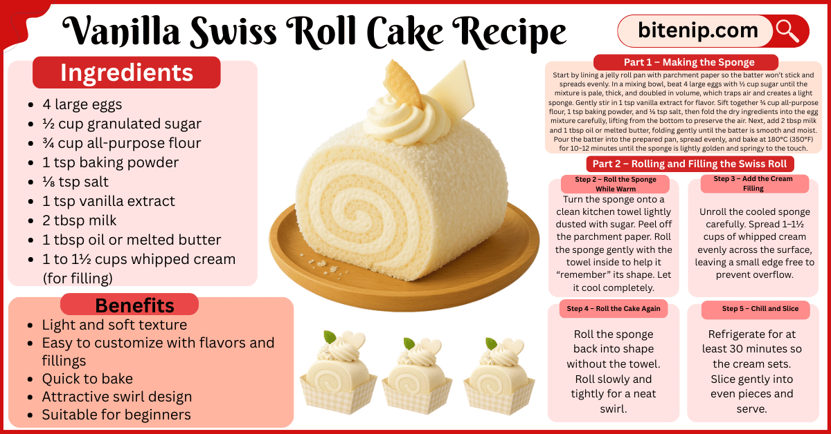 Fluffy Vanilla Swiss roll recipe